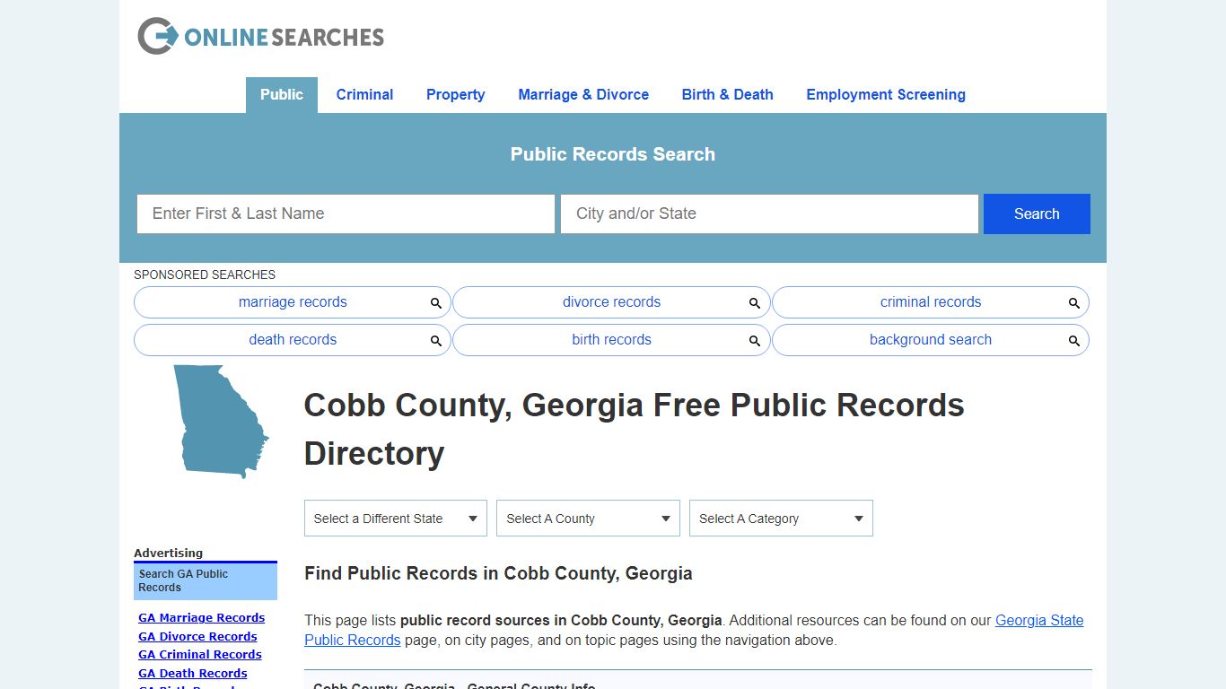 Cobb County, Georgia Public Records Directory - OnlineSearches.com