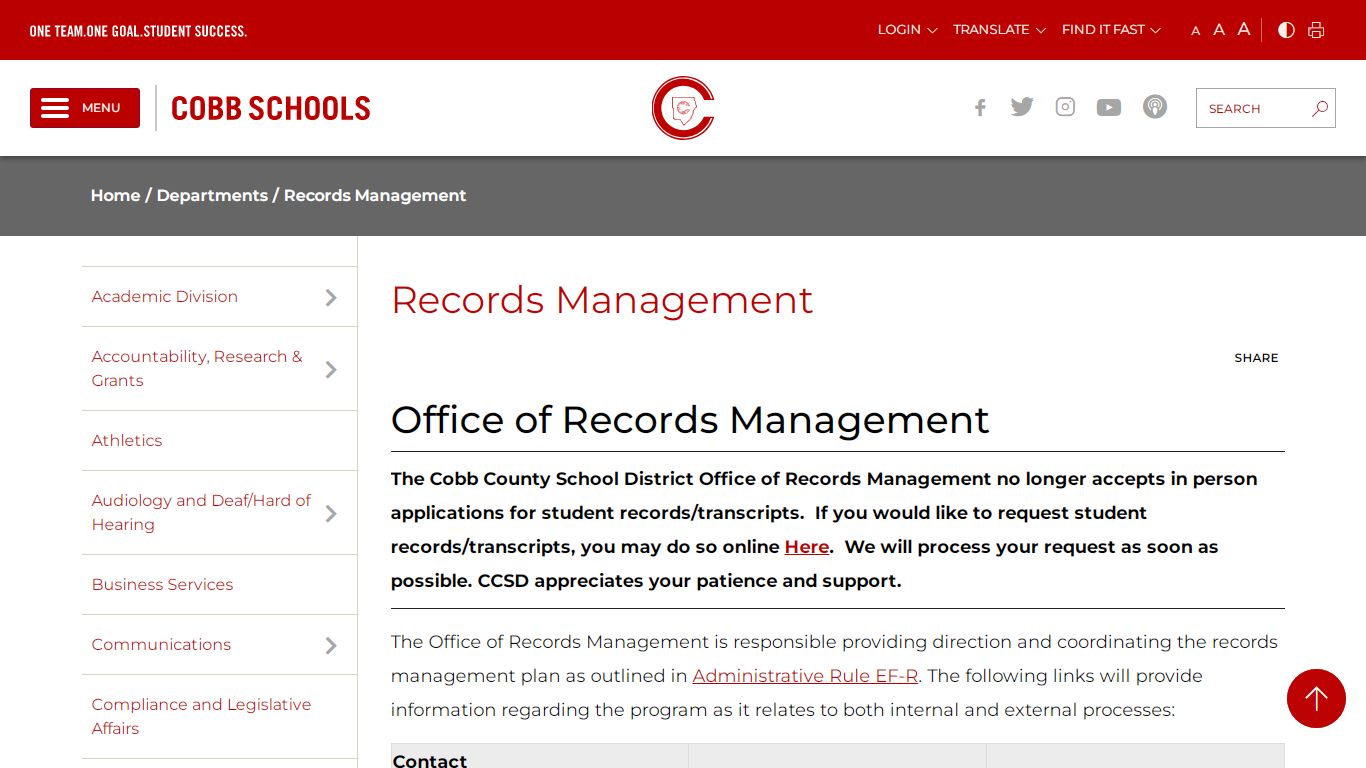 Records Management - Cobb County School District